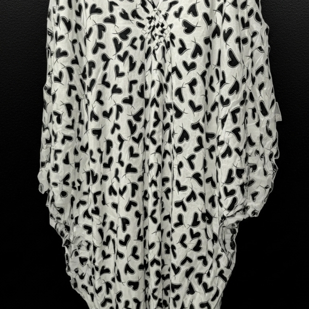 Bsubseach Women Swimsuit Coverup White & Black Hearts One Size Fits All